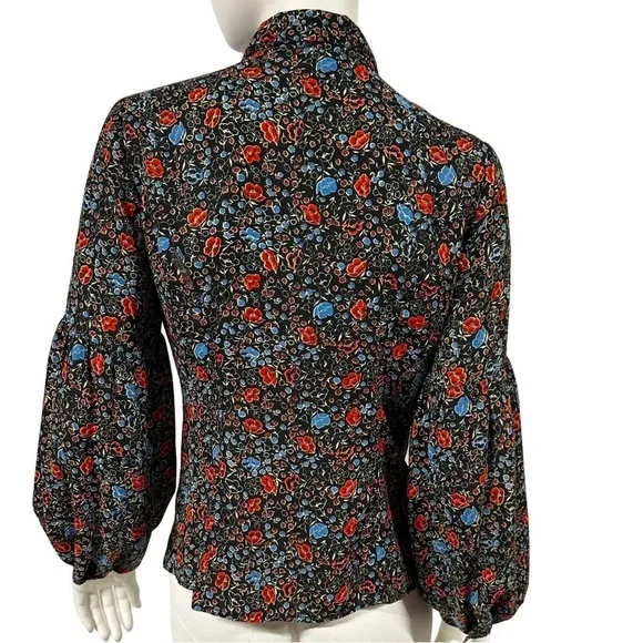 Free People Floral Collared Ruffle-neck Blouse - Picture 2 of 8